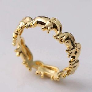 Gold Elephant Stackable Ring